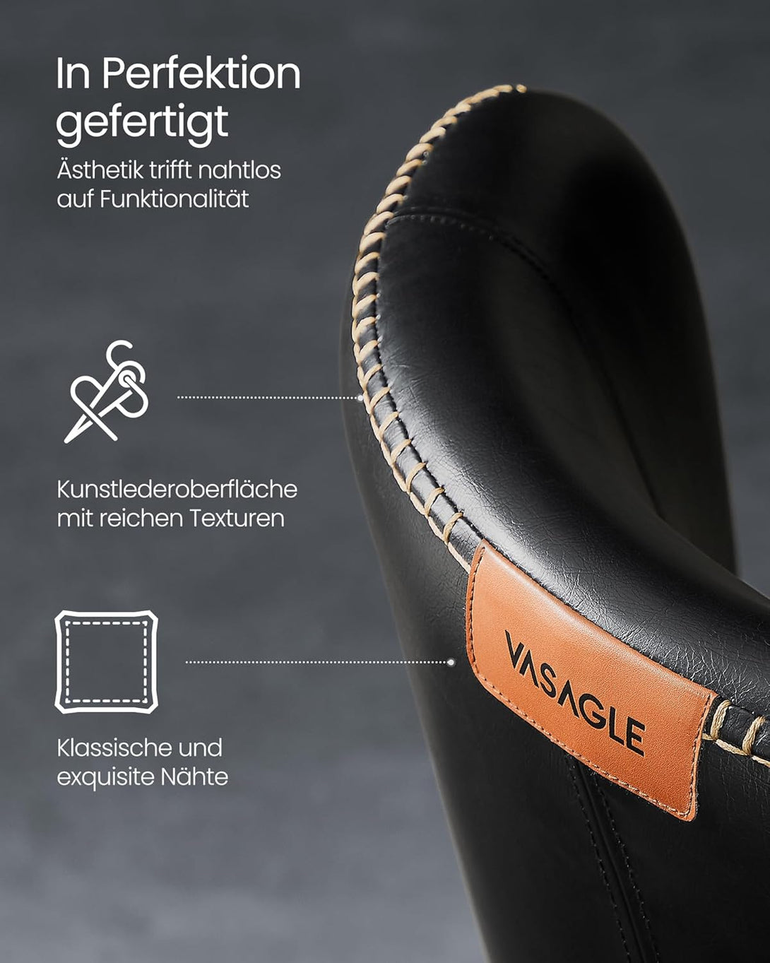 Scaun de bucatarie tapitat , modern , negru