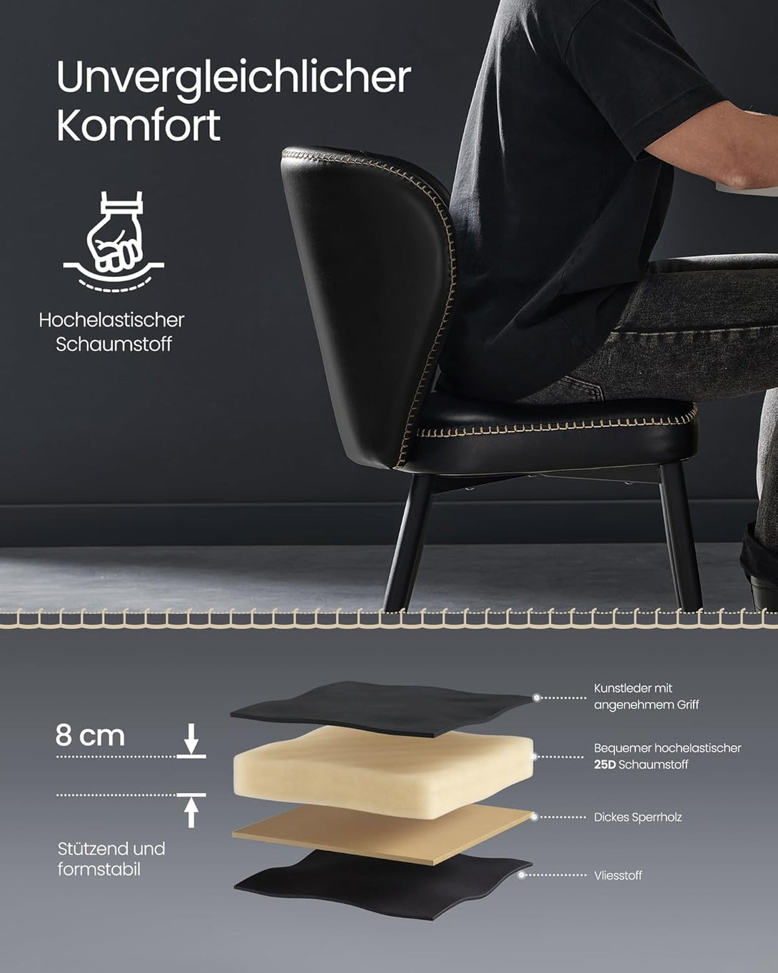 Scaun de bucatarie tapitat , modern , negru