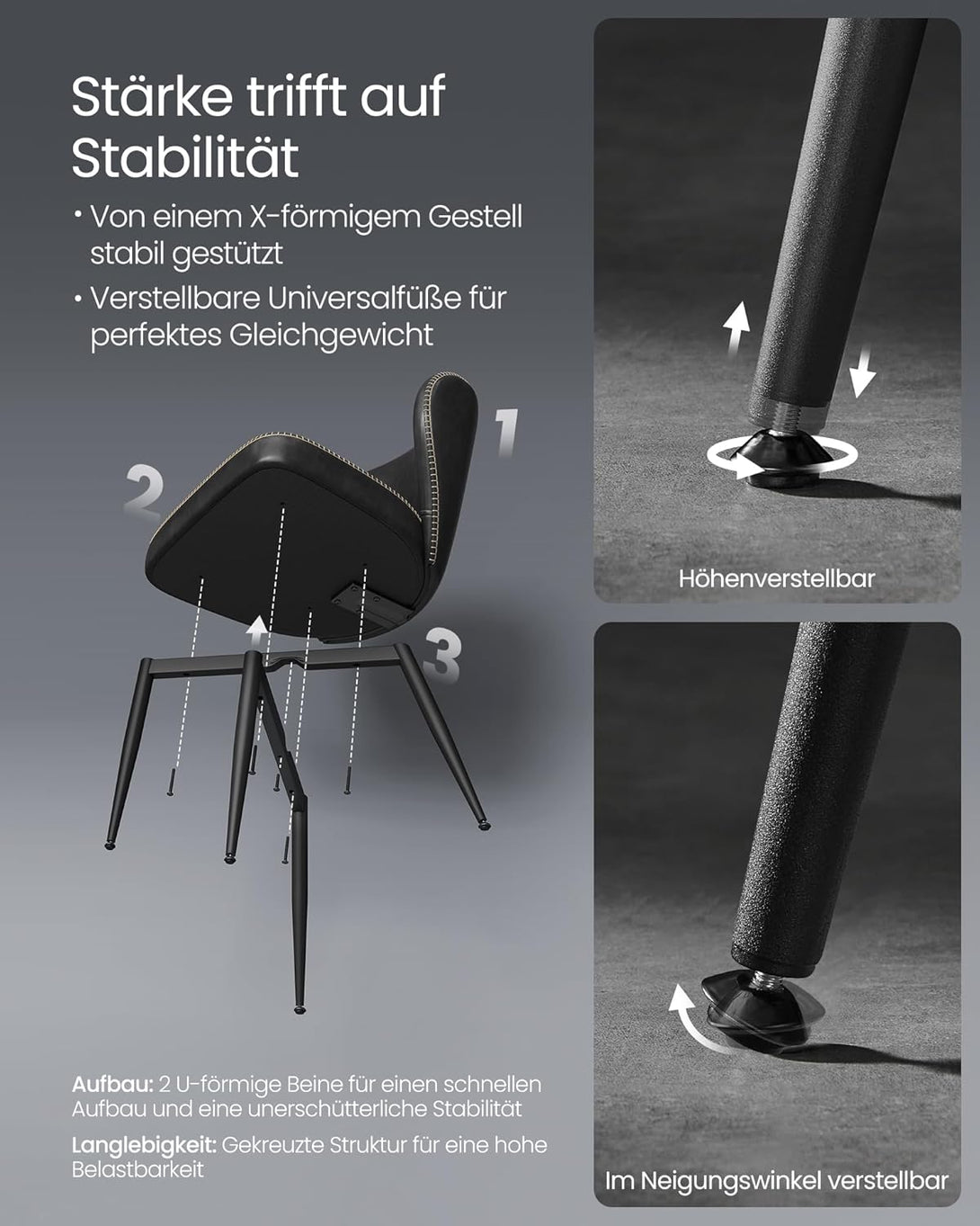 Scaun de bucatarie tapitat , modern , negru