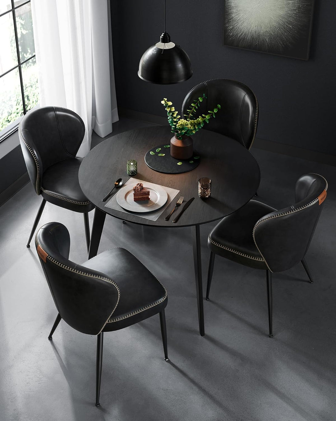 Scaun de bucatarie tapitat , modern , negru