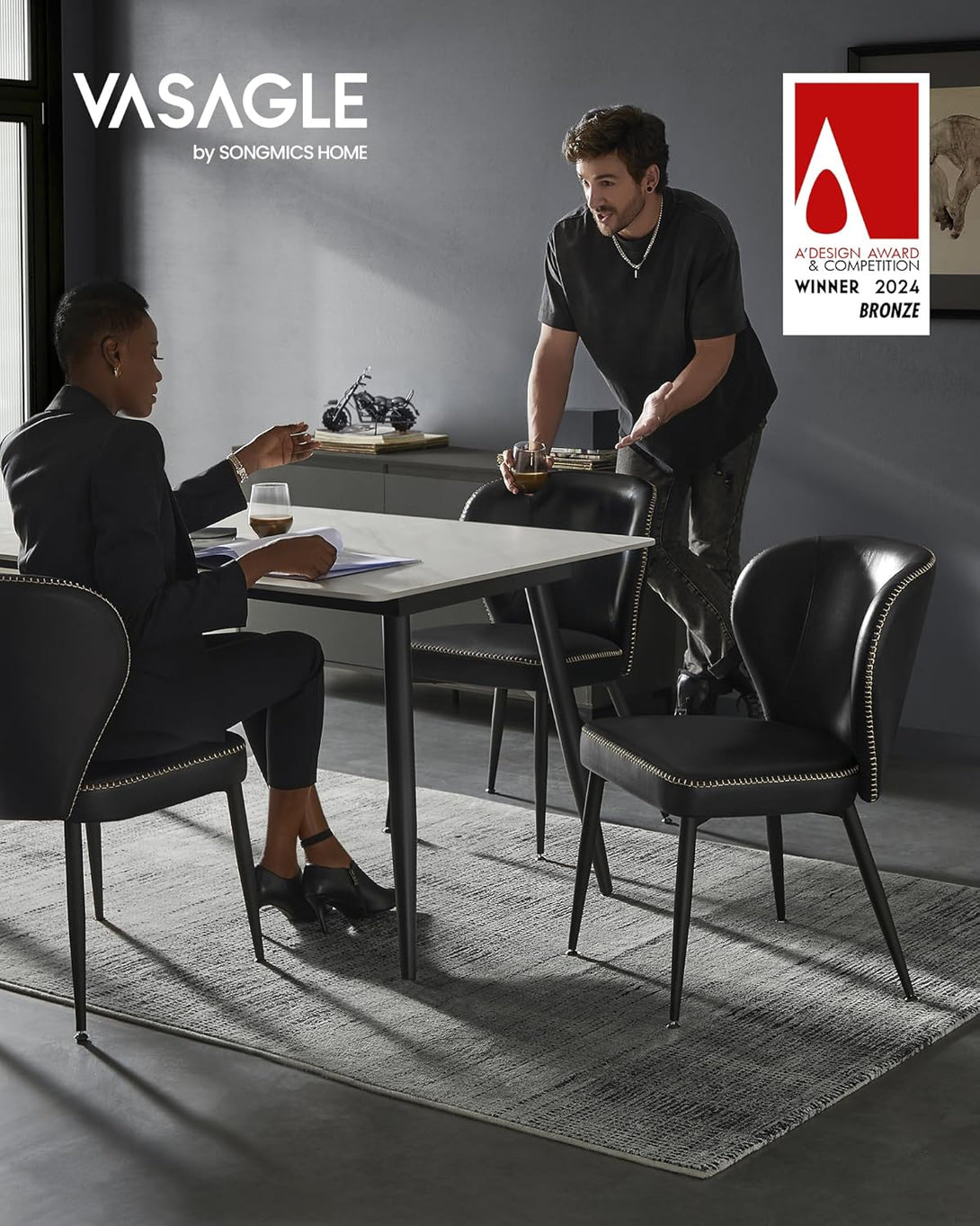 Scaun de bucatarie tapitat , modern , negru