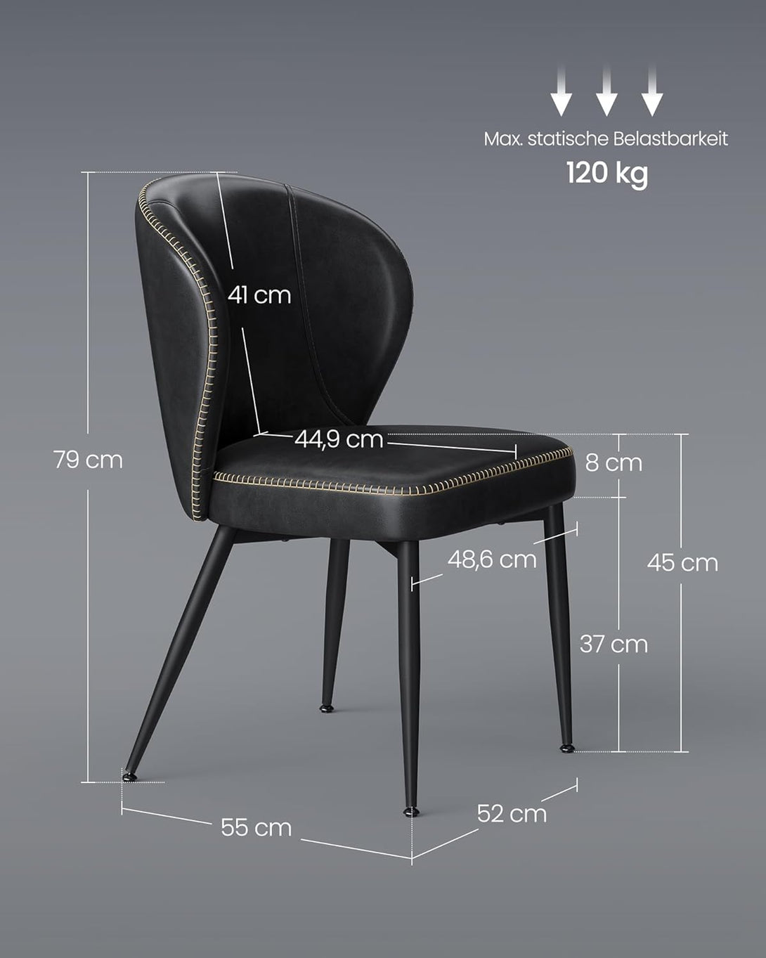 Scaun de bucatarie tapitat , modern , negru