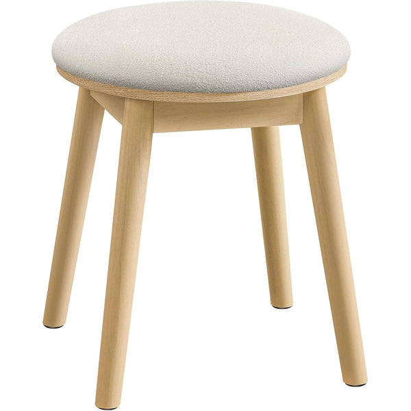 Scaun de dressing captusit din lemn masiv , rotund , stil boho , bej