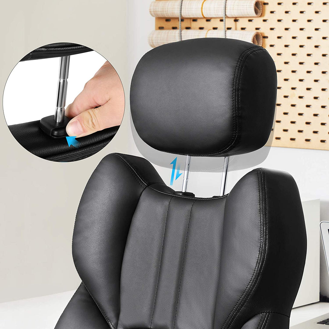 Scaun pivotant ergonomic, scaun de birou cu brate rabatabile, negru