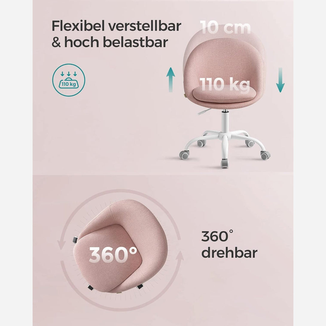 Scaun pivotant inaltime reglabilă , roz pastel