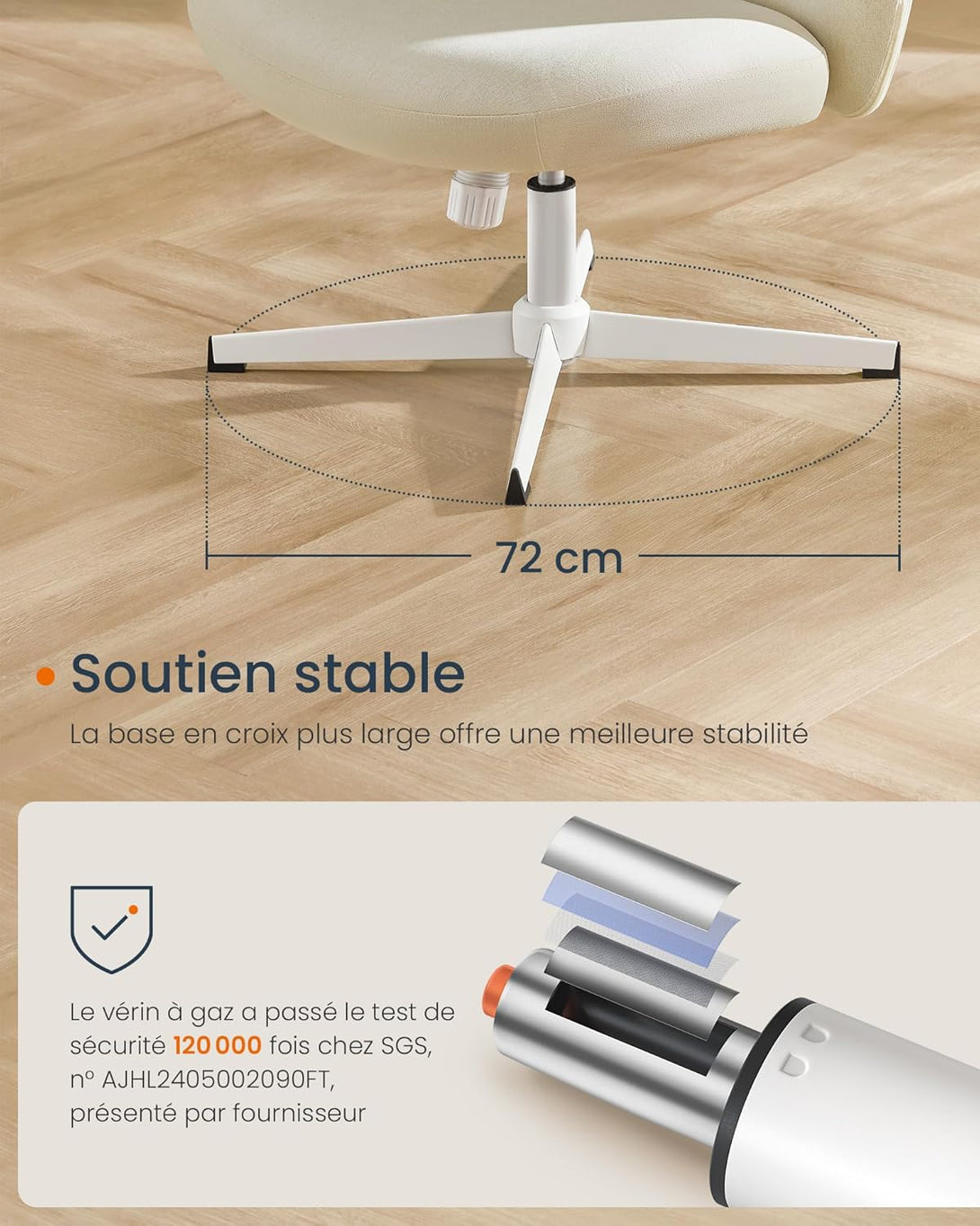 Scaun pivotant , modern , reglabil pe inaltime , alb crem