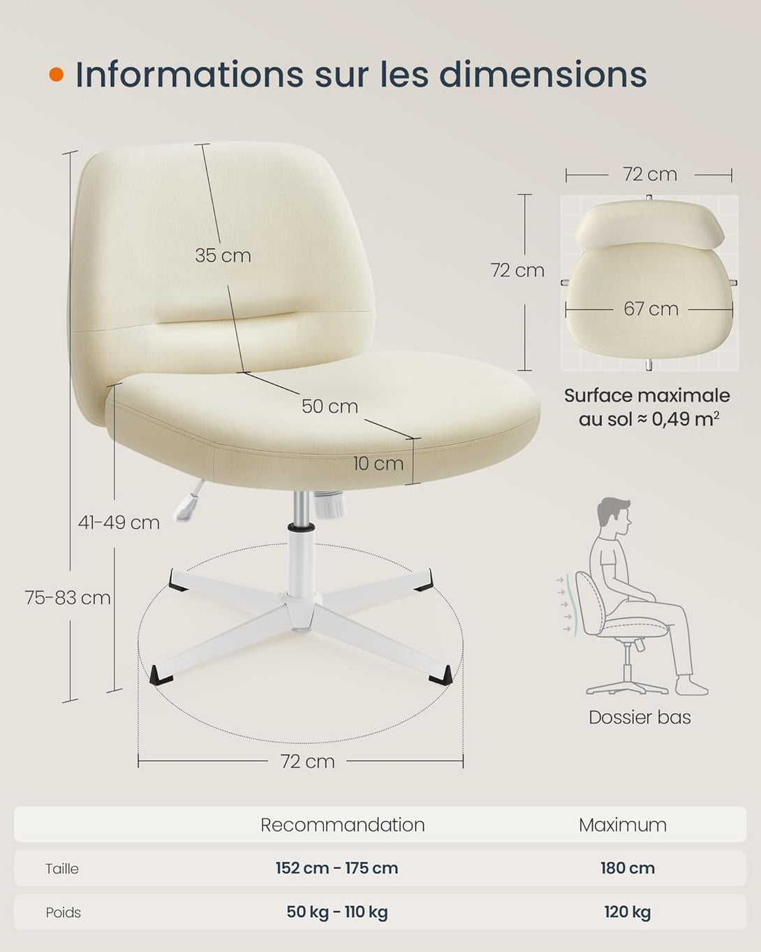 Scaun pivotant , modern , reglabil pe inaltime , alb crem