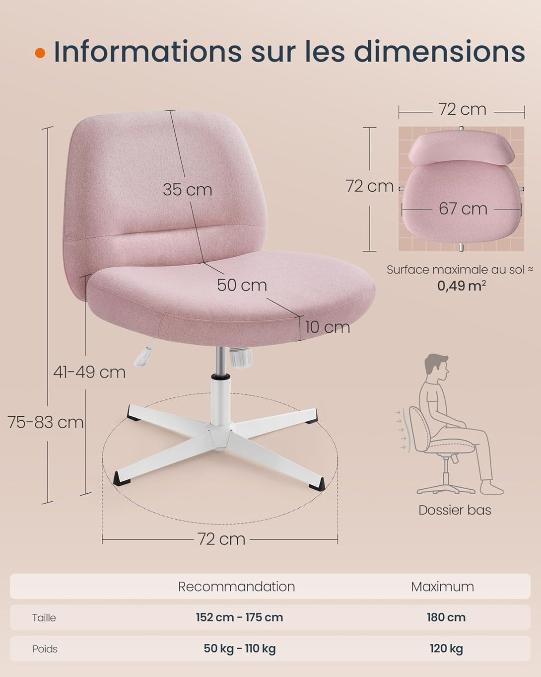 Scaun pivotant , modern , reglabil pe inaltime , roz pastel