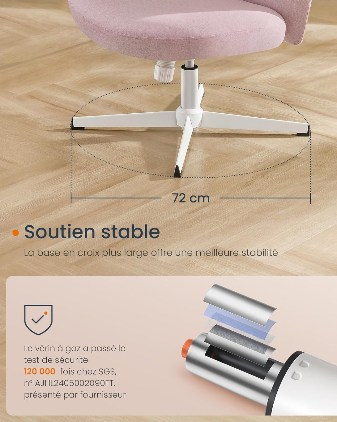 Scaun pivotant , modern , reglabil pe inaltime , roz pastel