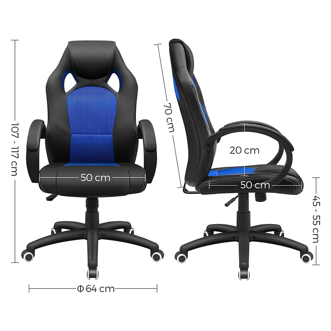 Scaun reglabil, scaun de birou din piele artificiala, albastru