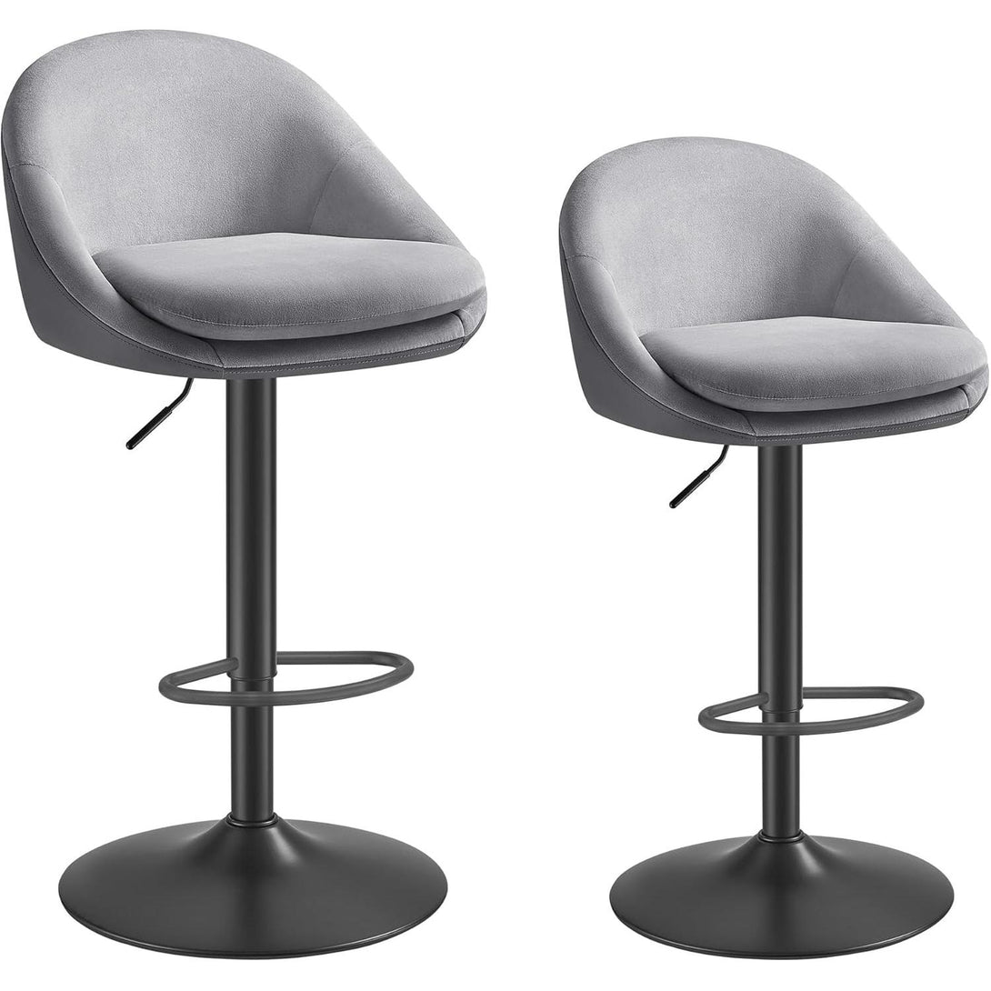 Scaune de bar , set de 2 bucatu , pivotant , reglabil pe inaltime gri-negru
