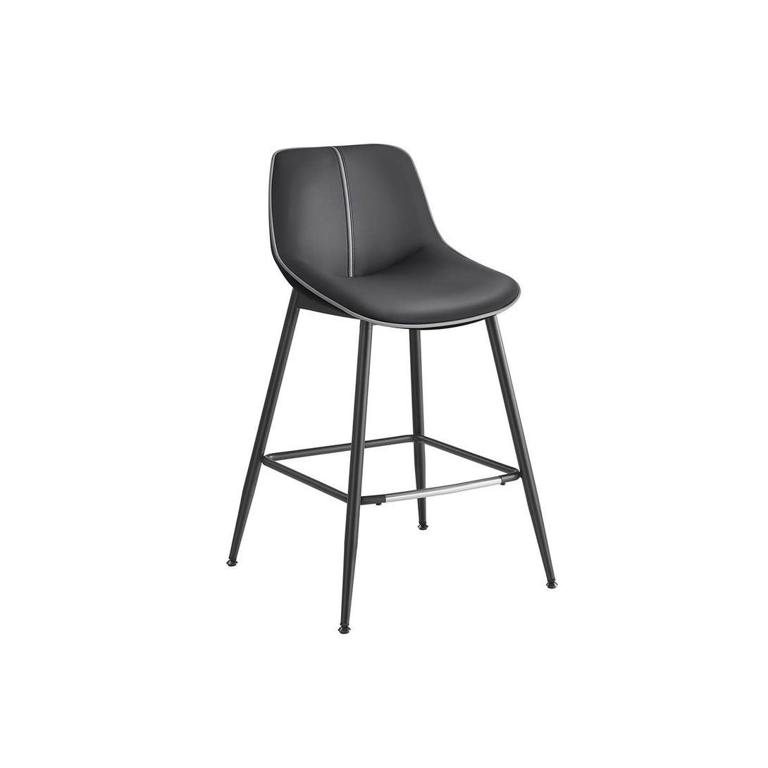 Scaune de bar set de 2 cu spatar ergonomic, inaltime scaun 62 cm, negru