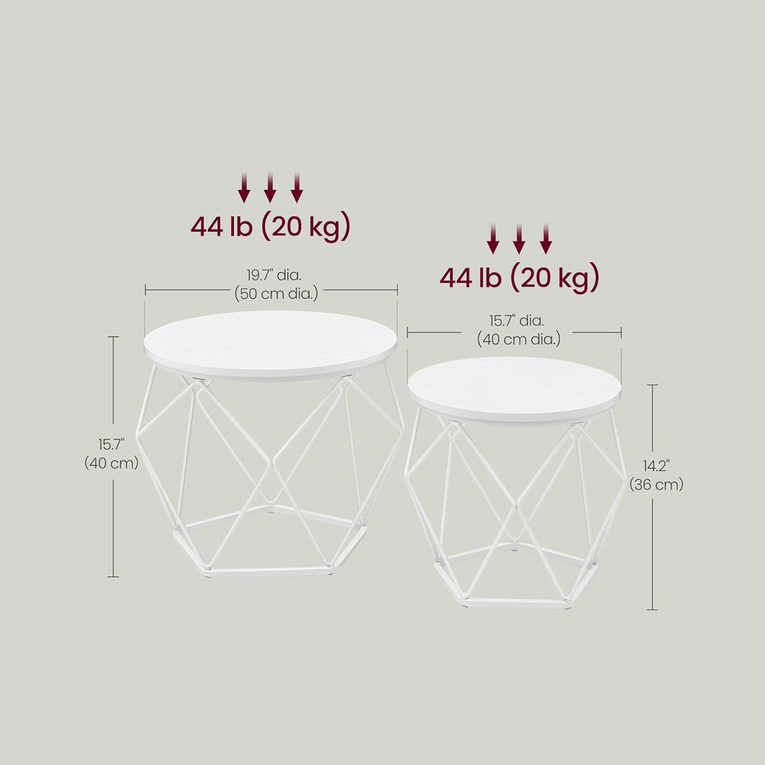 Set 2 masuta de cafea , rotunde , capac detasabil , alb