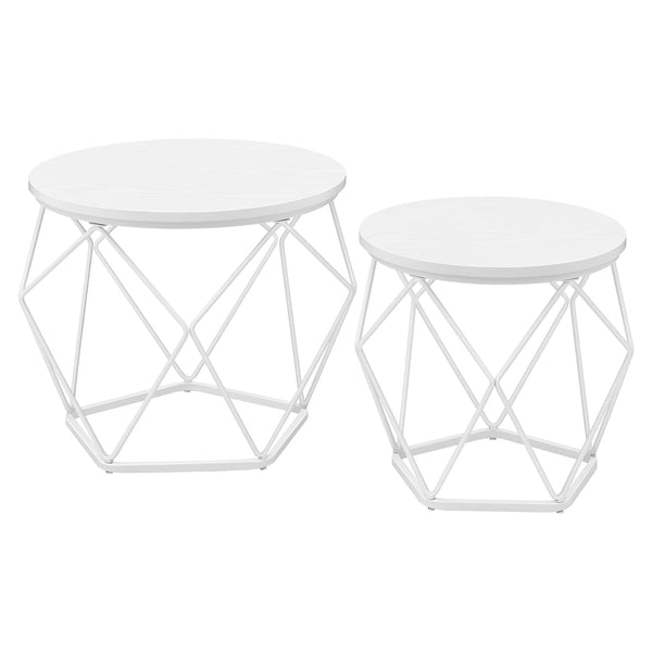 Set 2 masuta de cafea , rotunde , capac detasabil , alb