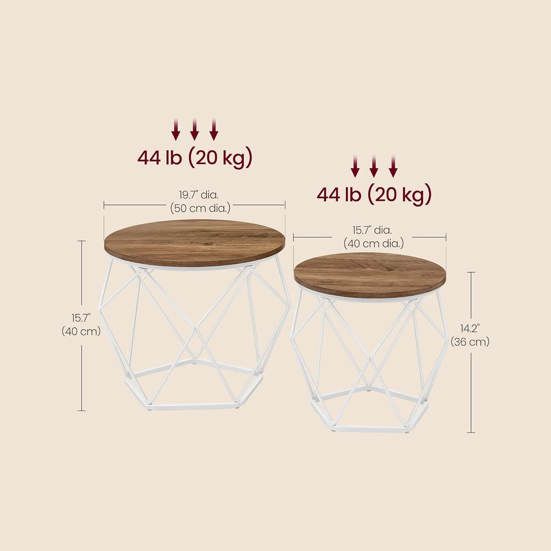 Set 2 masuta de cafea , rotunde , capac detasabil , maro-alb