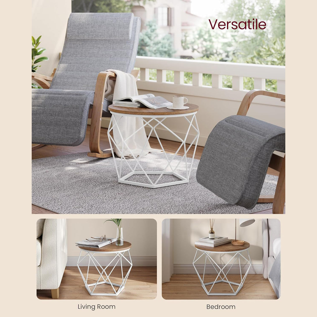 Set 2 masuta de cafea , rotunde , capac detasabil , maro-alb