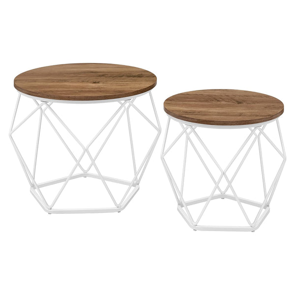 Set 2 masuta de cafea , rotunde , capac detasabil , maro-alb