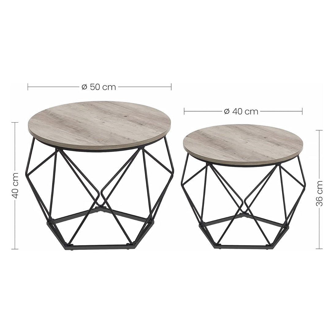 Set 2 masute de cafea , cu blat detasabil , gri-negru