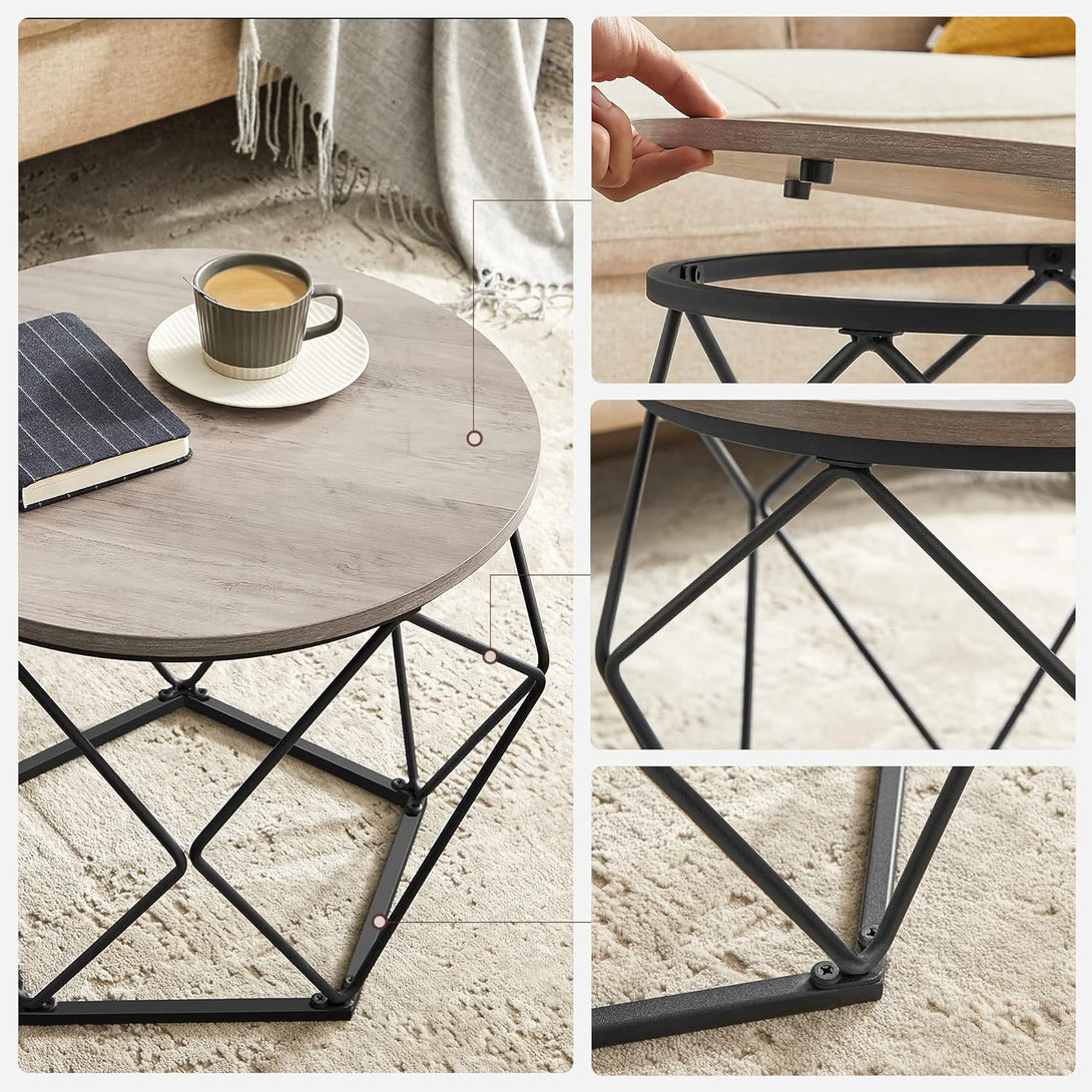 Set 2 masute de cafea , cu blat detasabil , gri-negru