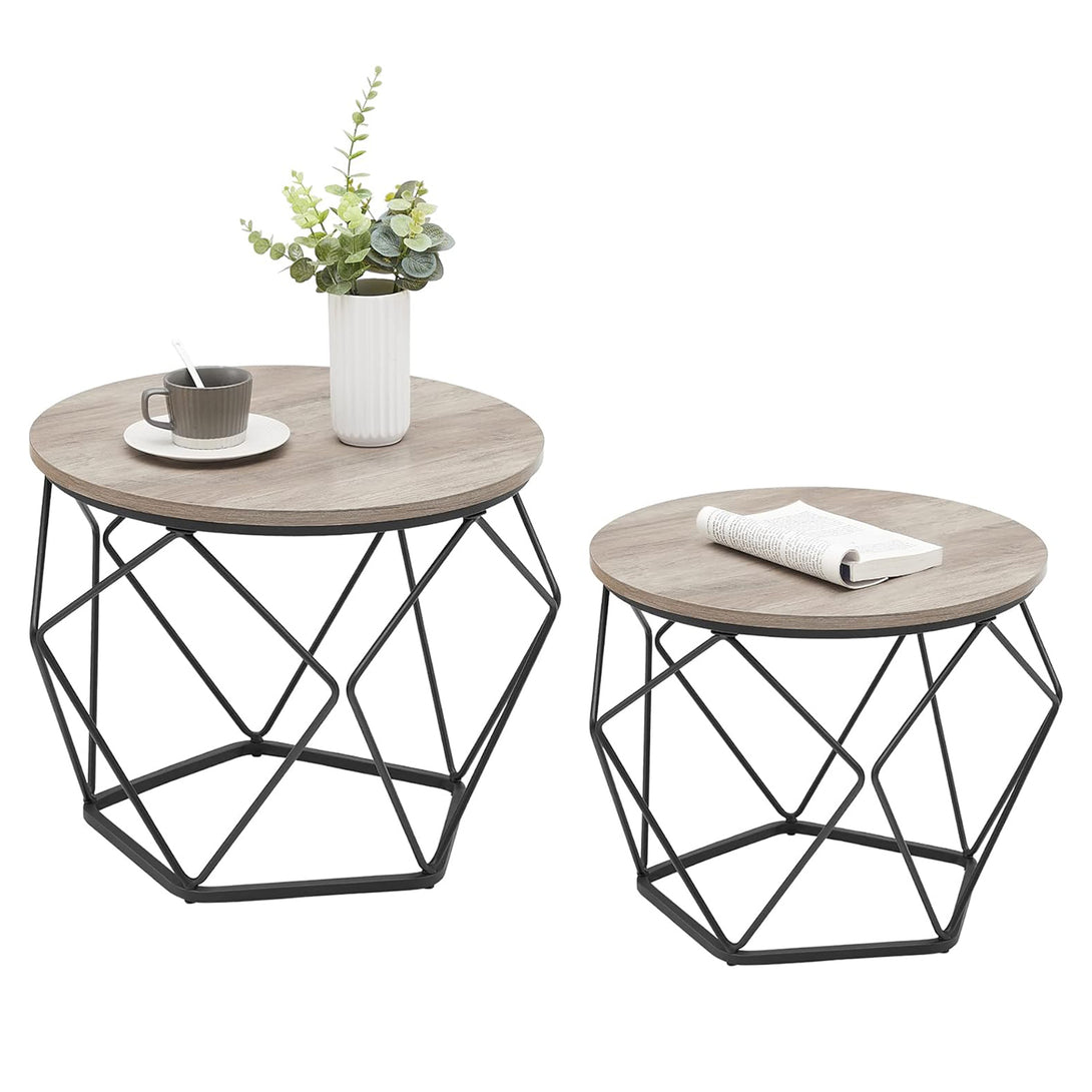 Set 2 masute de cafea , cu blat detasabil , gri-negru