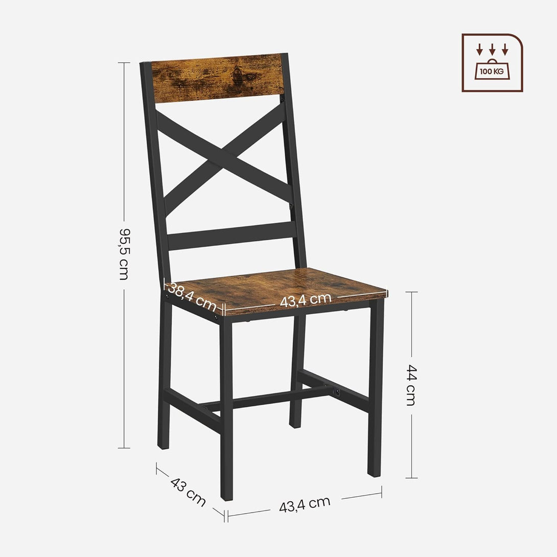 Set 2 scaune , cadru din otel , rustic maro-negru
