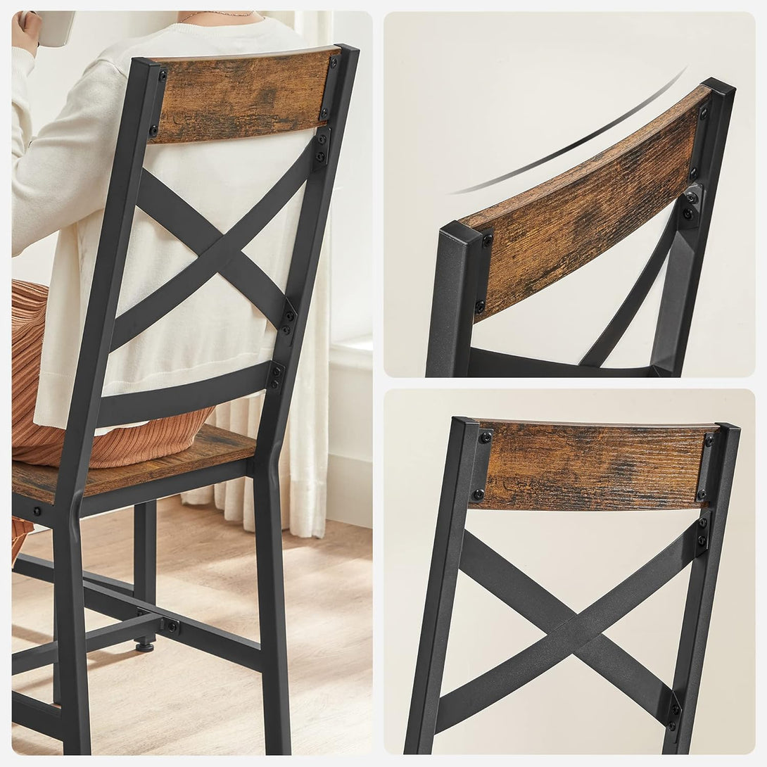 Set 2 scaune , cadru din otel , rustic maro-negru