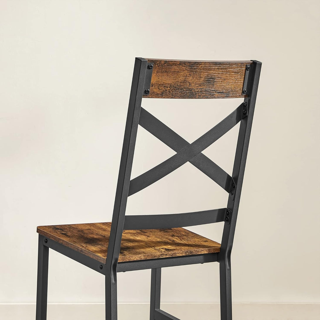 Set 2 scaune , cadru din otel , rustic maro-negru