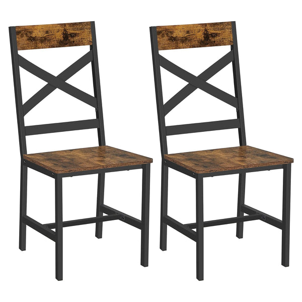 Set 2 scaune , cadru din otel , rustic maro-negru