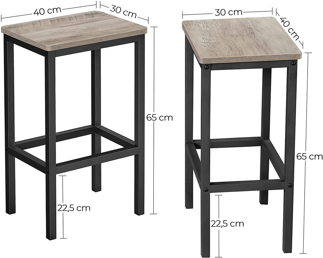 Set 2 scaune de bar Scaune de bucatarie 40 x 65 x 30 cm, gri-negru