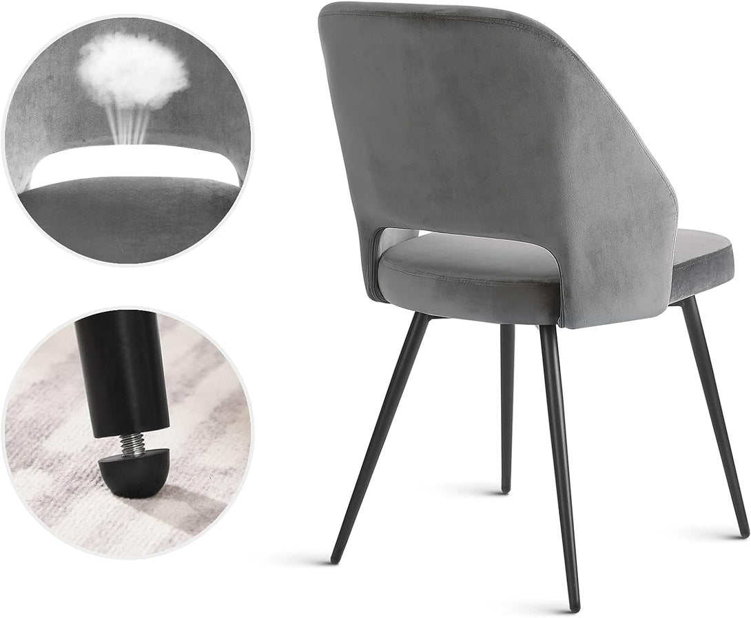 Set 2 scaune din catifea , picioare metalice , gri