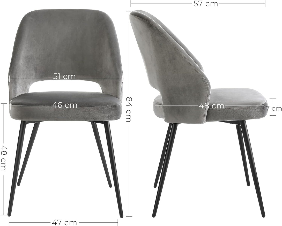 Set 2 scaune din catifea , picioare metalice , gri