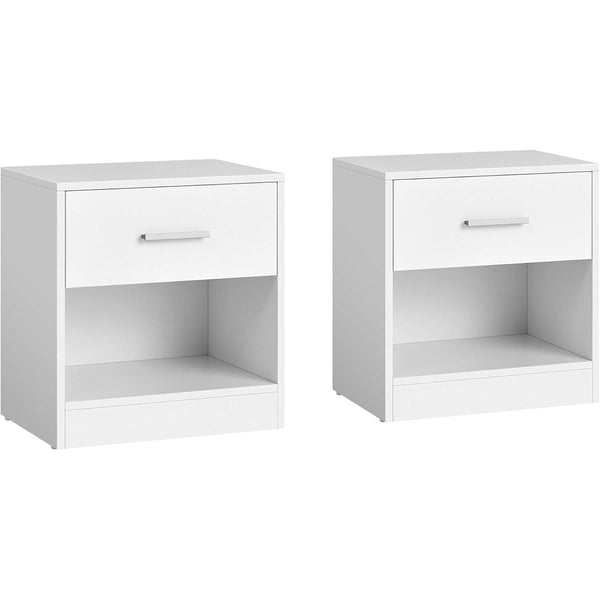 Set de 2 noptiere , cu sertar , masuta de cafea , alb