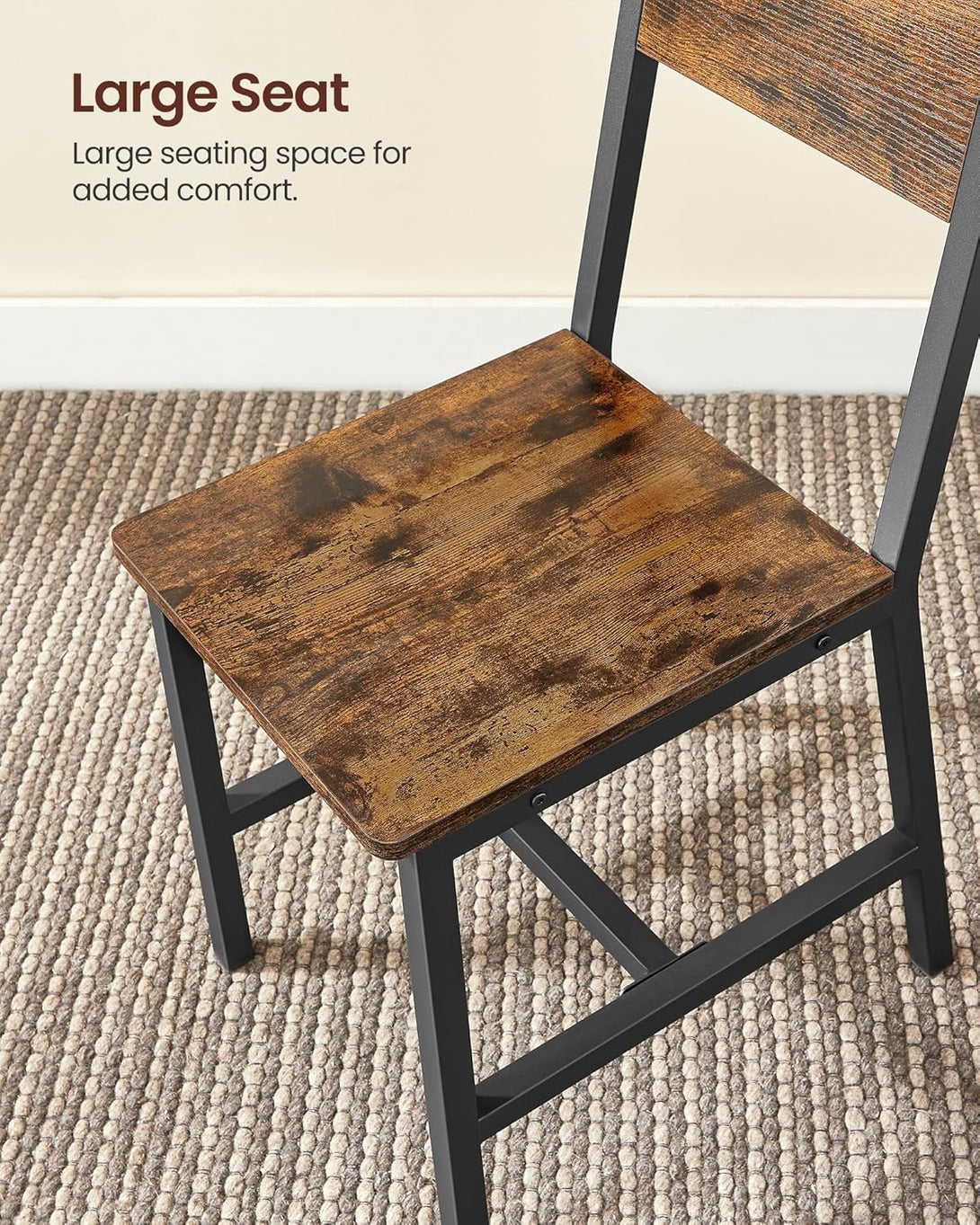 Set de 2 scaune de sufragerie ASAGLE, maro rustic și negru