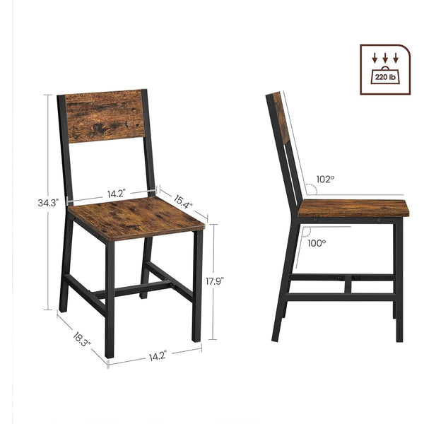 Set de 2 scaune de sufragerie ASAGLE, maro rustic și negru