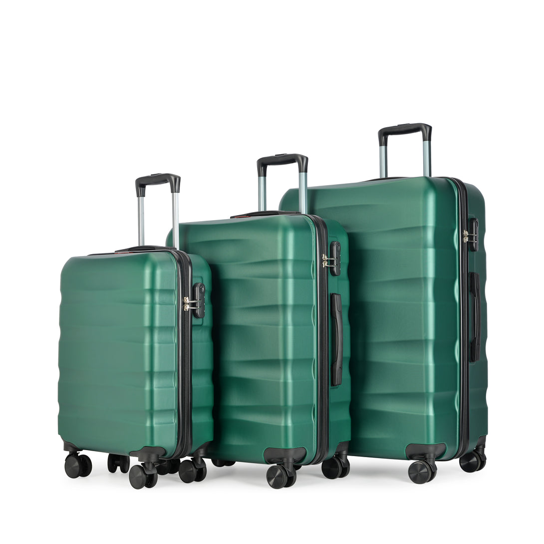 Set de 3 valiză BONTOUR „Wave”, valiză cu roți duble, verde