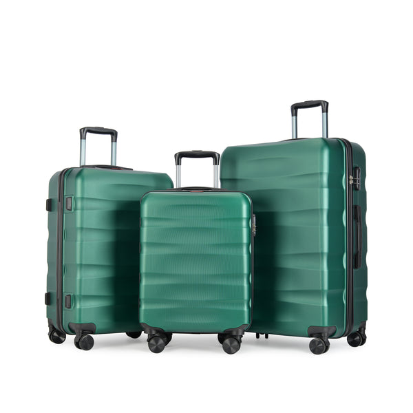 Set de 3 valiză BONTOUR „Wave”, valiză cu roți duble, verde