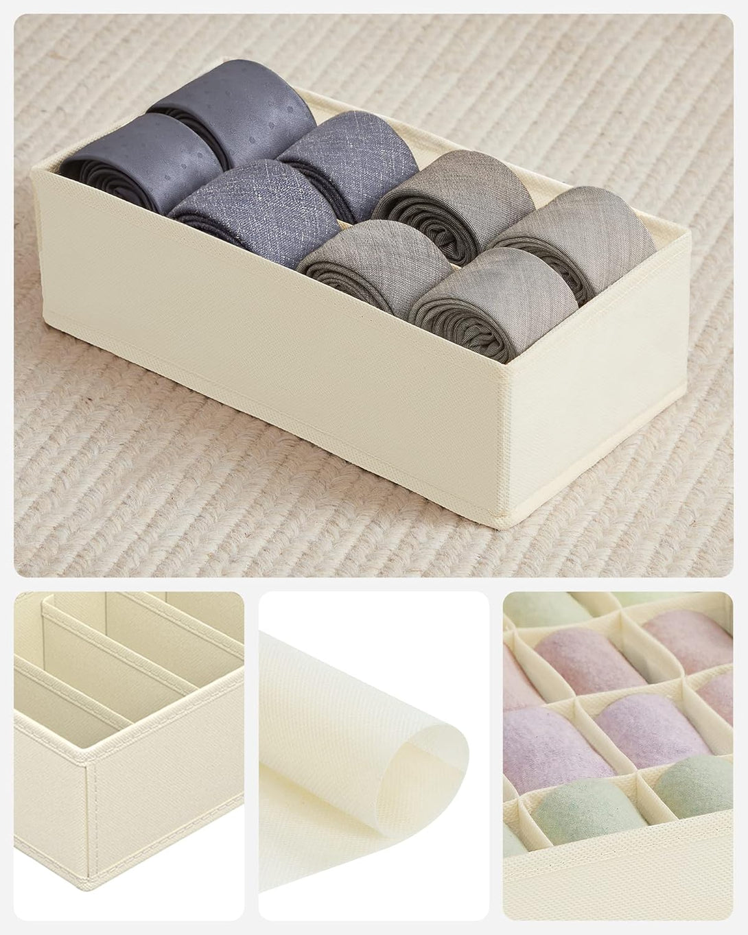 Set de 4 organizatoare pentru lenjerie , bej