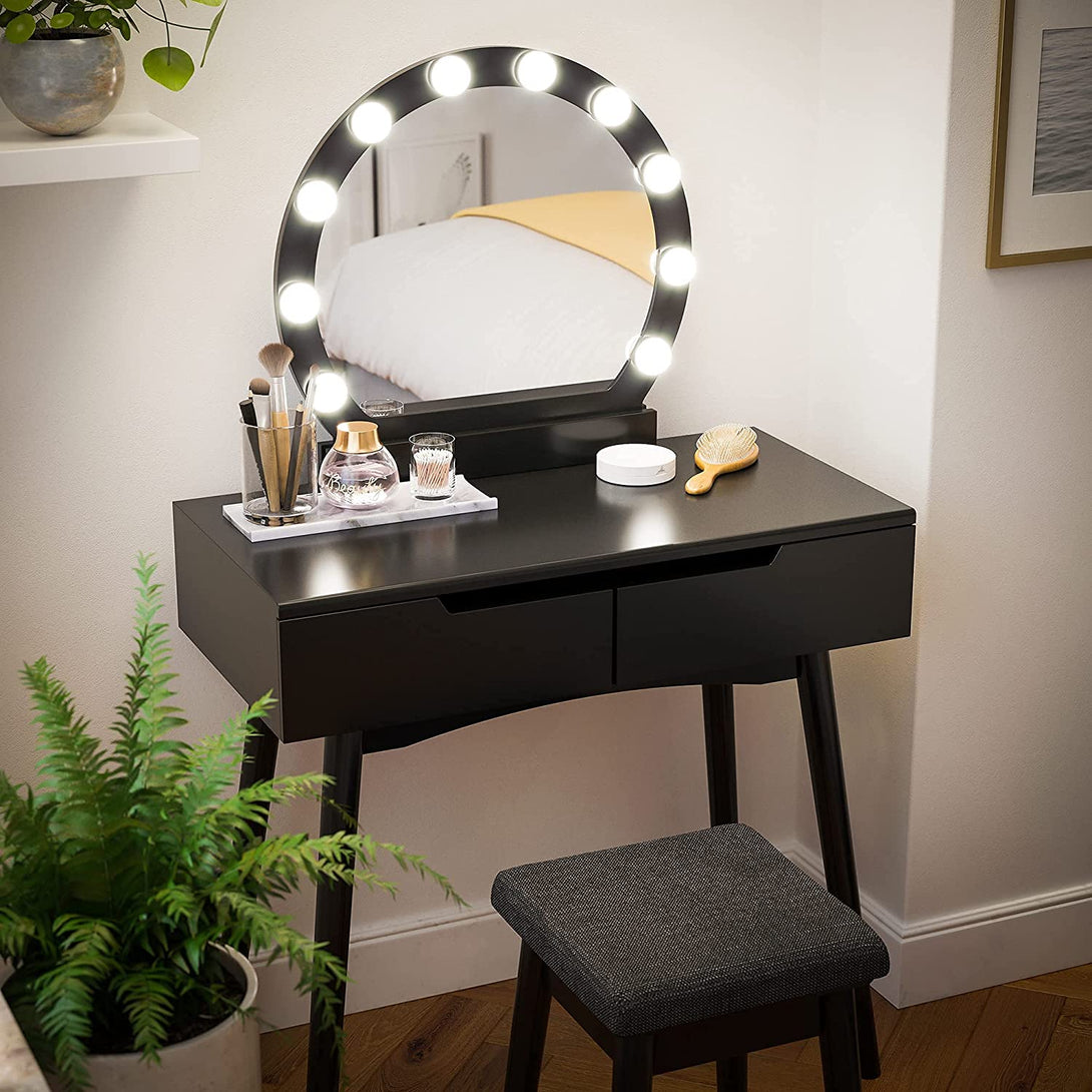 Set de toaleta modern cu iluminat, Negru