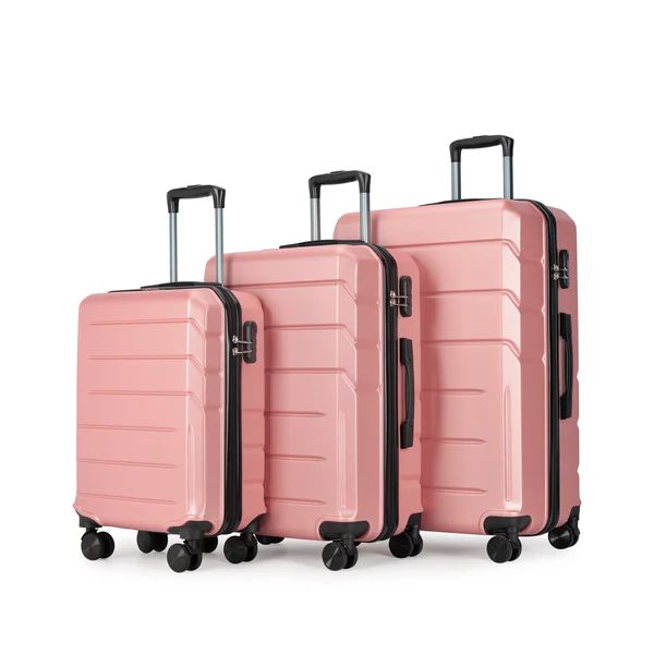 Set de valize BONTOUR „Spinner” cu 4 roți, rosegold