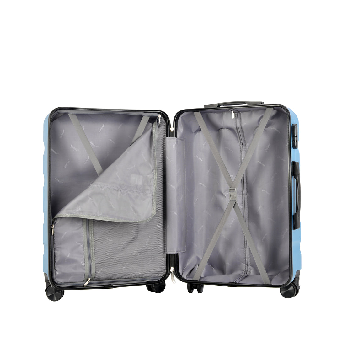 Set de valize BONTOUR „Wave” cu 3 piese, cu roți duble, iceblue