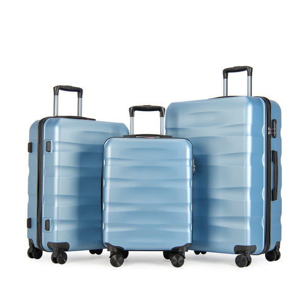 Set de valize BONTOUR „Wave” cu 3 piese, cu roți duble, iceblue