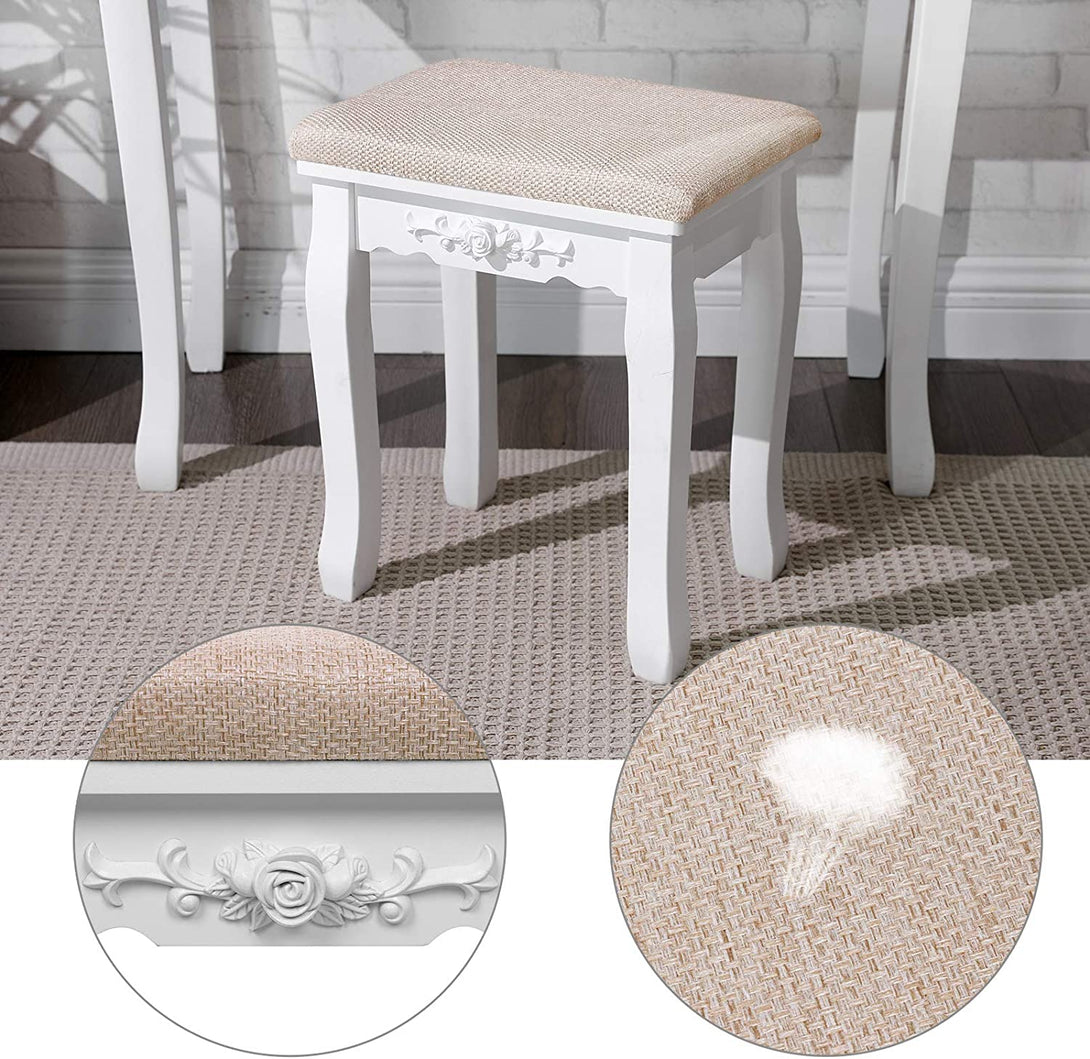 Set masa de toaleta cu oglinda fara rama 80 x 40 x 137,5 cm, alb