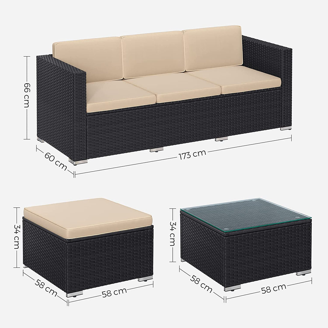 Set mobilier gradina, set mobilier gradina polirattan, maro, taupe