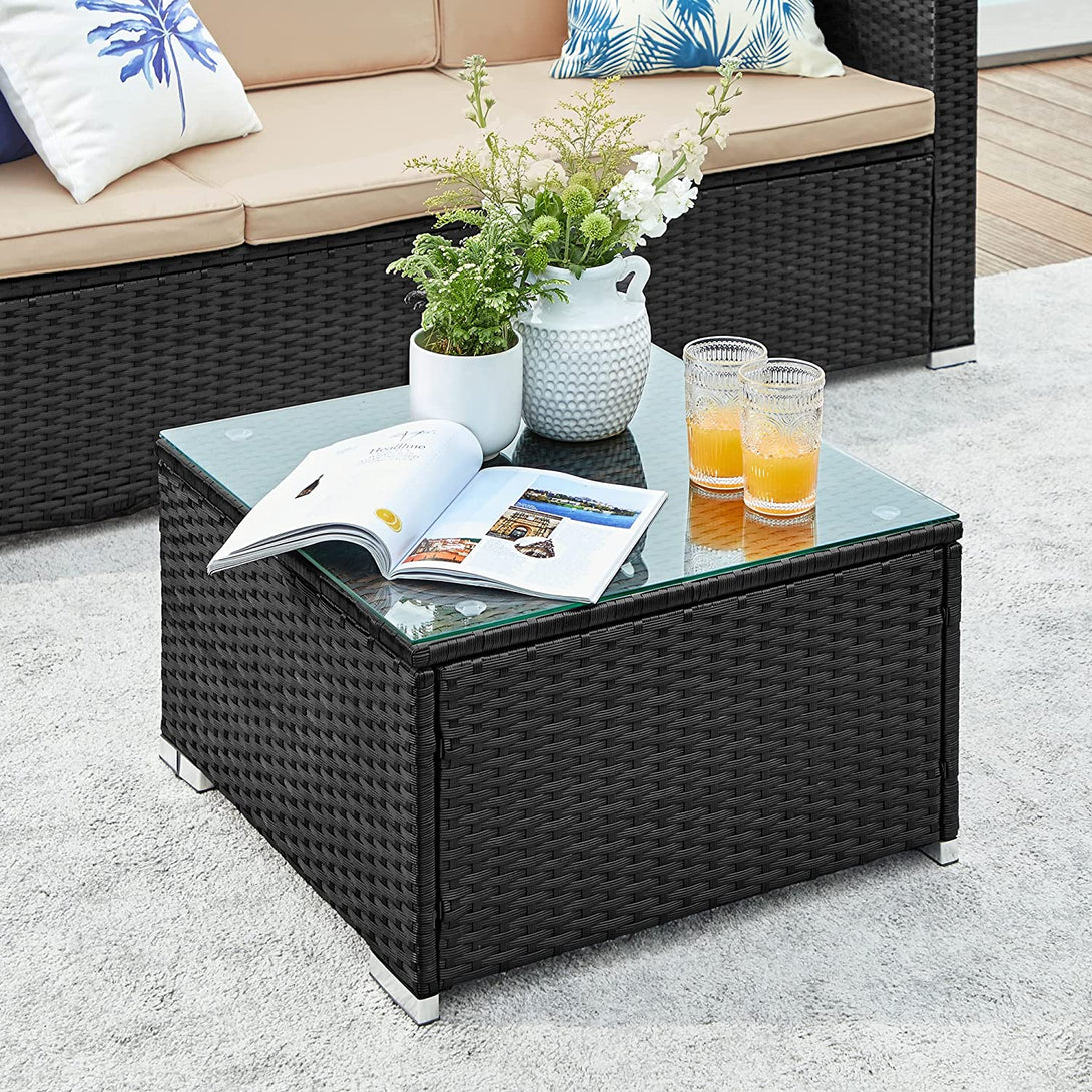 Set mobilier gradina, set mobilier gradina polirattan, maro, taupe