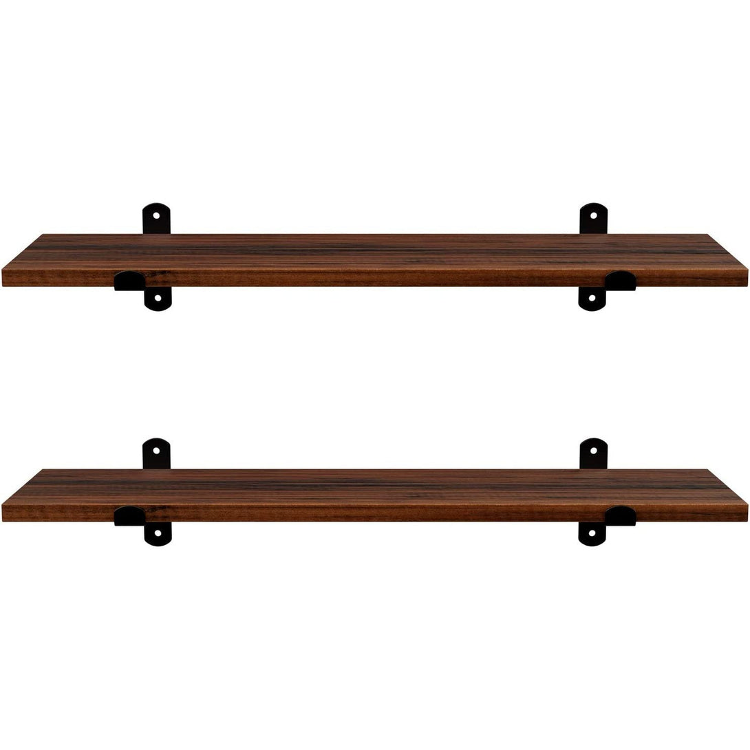 Set rafturi de perete, 2 buc rafturi decorative plutitoare, maro si negru