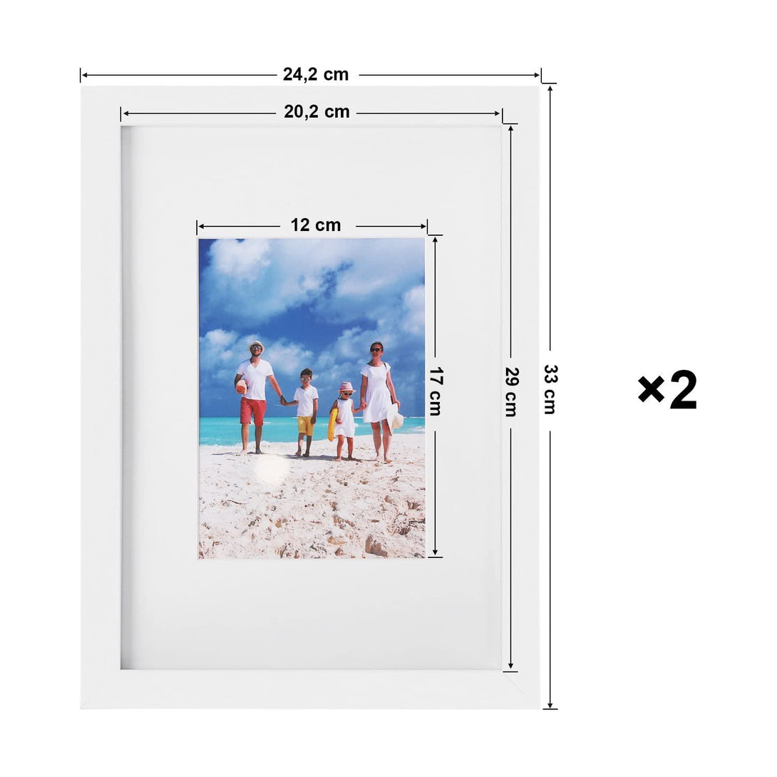 Set rame foto, 2 rame foto cu fata din sticla, alb