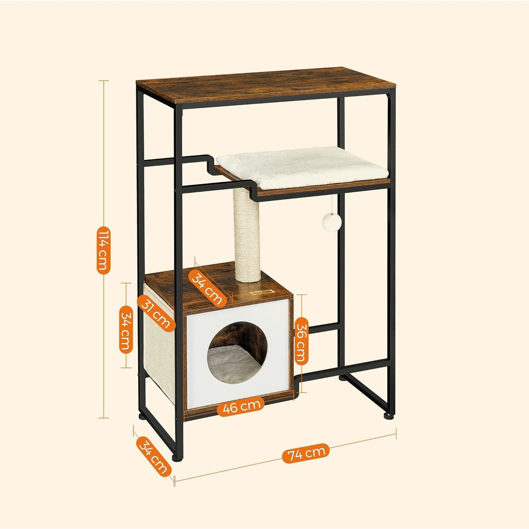 Stalp de zgârierat pentru pisici 2 in 1 vintage-maro | FEANDREA