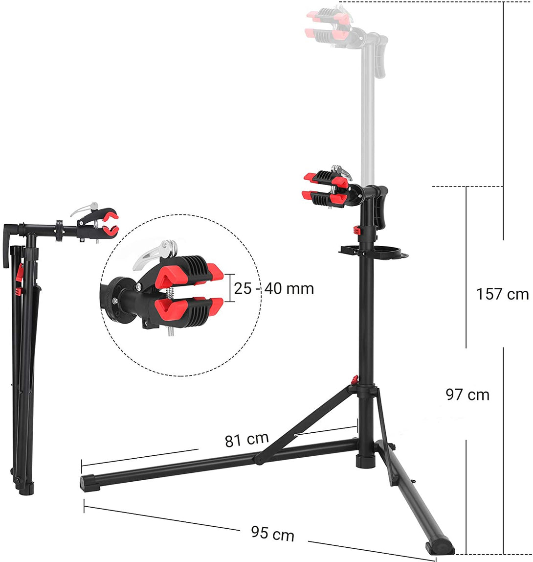 Stand reparatie biciclete, 95 x 97-157 x 81 cm, rosu si negru