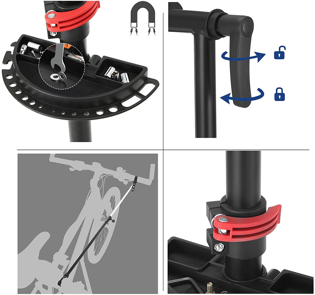 Stand reparatie biciclete, 95 x 97-157 x 81 cm, rosu si negru
