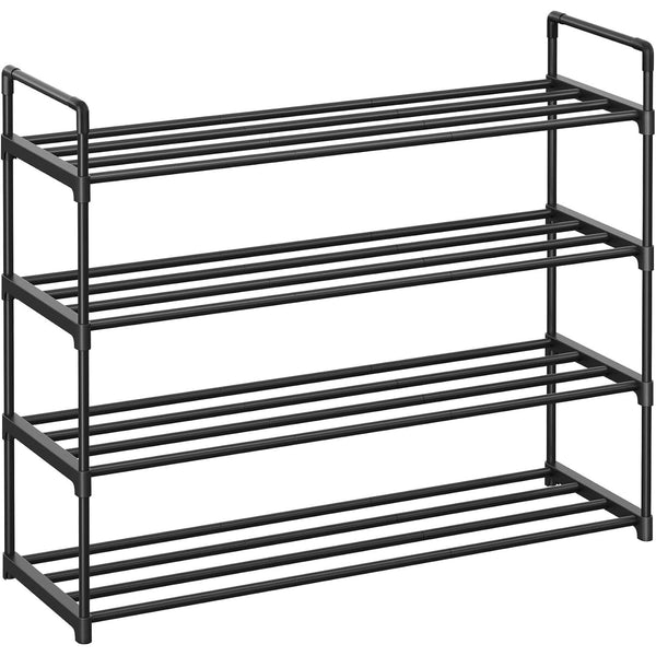 Suport de depozitare pantofi pe 4 niveluri, suport metalic pentru pantofi pentru 20 perechi de pantofi, 92x30x73 cm, negru